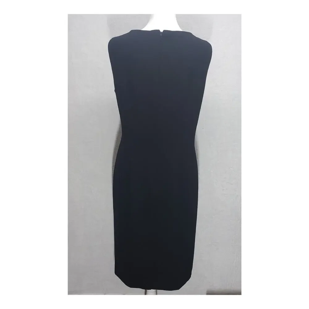 Danny & Nicole Black Sheath Dress Sz 12 Minimalist Y2K Corporate Chic Goth LBD